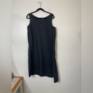 J Jill NWOT Black Pure Linen Sleeveless Shift Dress Size M Pockets V Neck